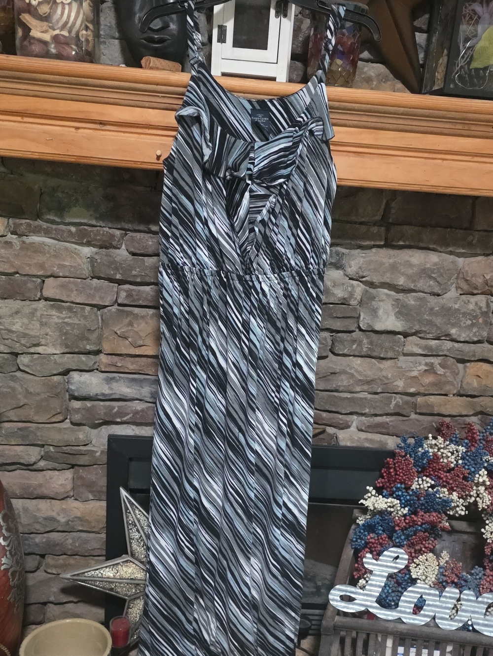 Faded Glory Striped Maxi Dress Sz 1X (16W)